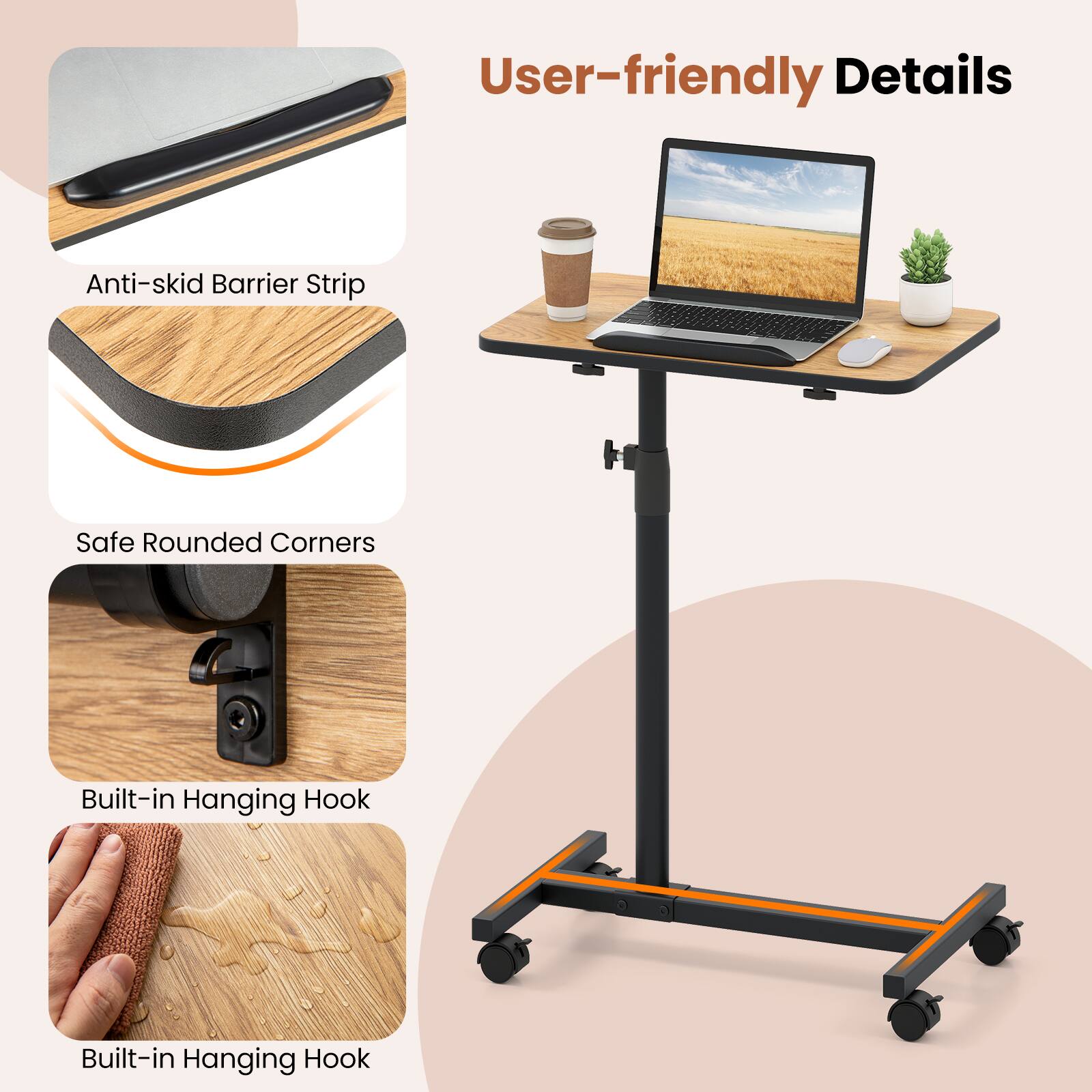 User-friendly Details

- Anti-skid Barrier Strip
- Safe Rounded Corners
- Built-in Hanging Hook
- Built-in Hanging Hook