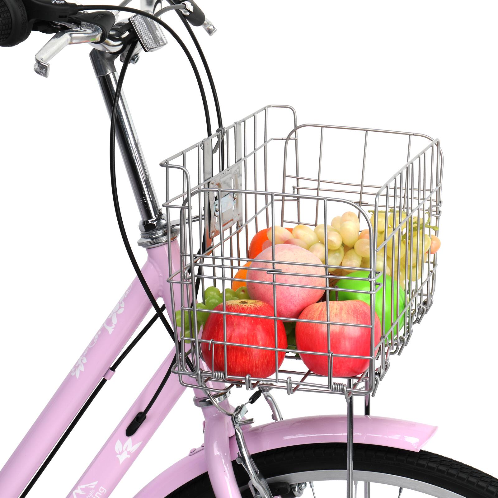 Back. Winado - 26'' Adults Commuter City Bike 7 Speed Cruiser Bicycle with Basket - PINK.