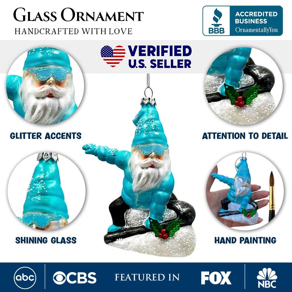 GLASS ORNAMENT  
HANDCRAFTED WITH LOVE  

VERIFIED U.S. SELLER  

GLITTER ACCENTS  
SHINING GLASS  
ATTENTION TO DETAIL  
HAND PAINTING  

ACCREDITED BUSINESS  
OrnamentallyYou  

FEATURED IN  
abc  
CBS  
FOX  
NBC