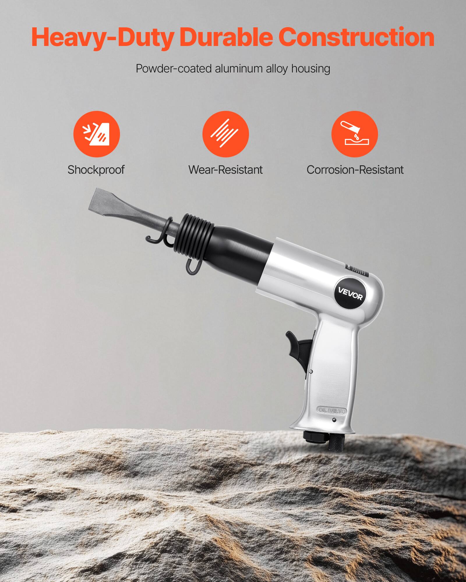 Heavy-Duty Durable Construction  
Powder-coated aluminum alloy housing  

- Shockproof  
- Wear-Resistant  
- Corrosion-Resistant  

VEVOR
