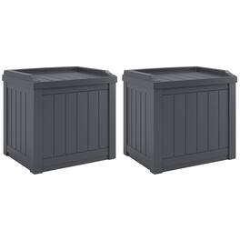 Suncast - 22 Gal Outdoor Patio Small Deck Box w/Storage Seat, Cyberspace (2 Pack) - Gray