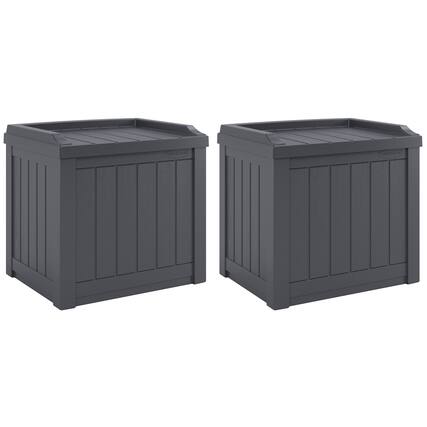 Front. Suncast - Suncast 22 Gal Outdoor Patio Small Deck Box w/Storage Seat, Cyberspace (2 Pack) - Gray.