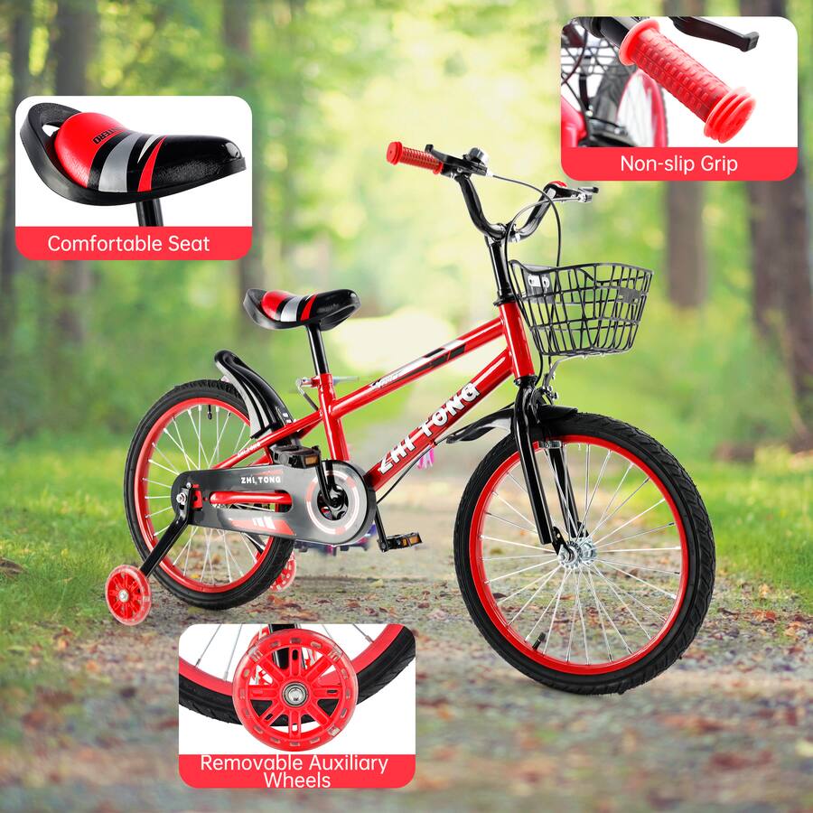 Topteng 18 Inch Kids Bike with Adjustable Seat & Training Wheels , High ...