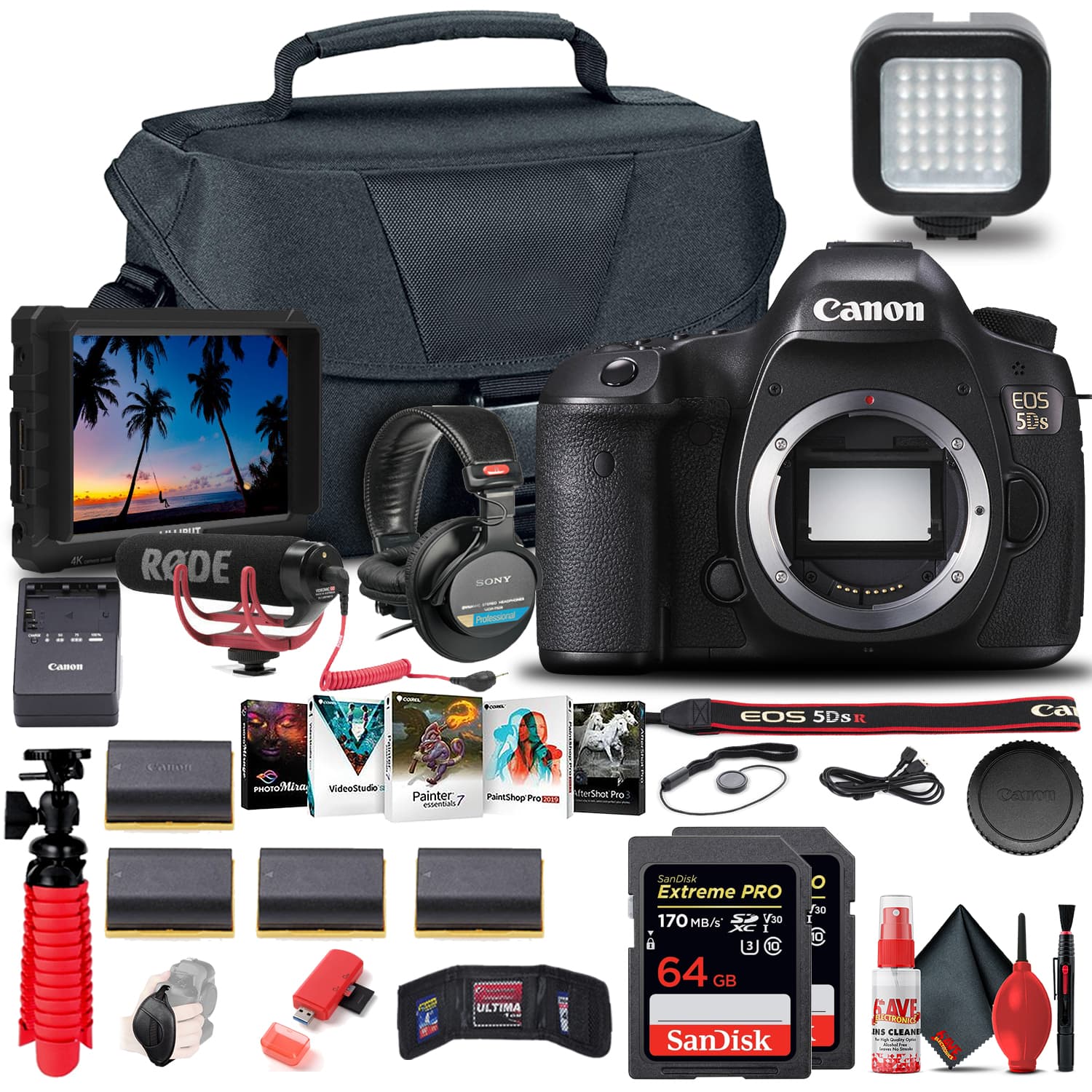 Canon - EOS 5DS DSLR Camera (Body Only) (0581C002) + 4K Monitor + Pro Mic + More (International Version)