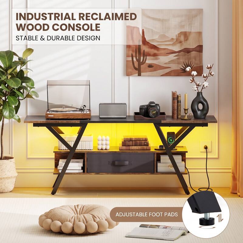 INDUSTRIAL RECLAIMED WOOD CONSOLE  
STABLE & DURABLE DESIGN  

ADJUSTABLE FOOT PADS