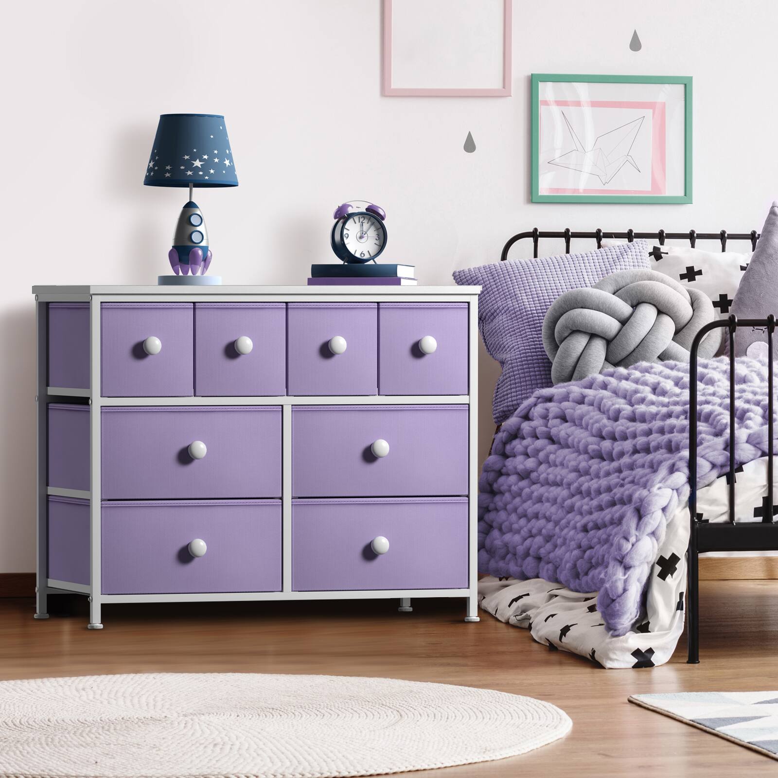 Alt View 1. Sorbus - Sorbus 8 Drawer Fabric Dresser for Bedroom, Hallway Fabric Bins - Purple.
