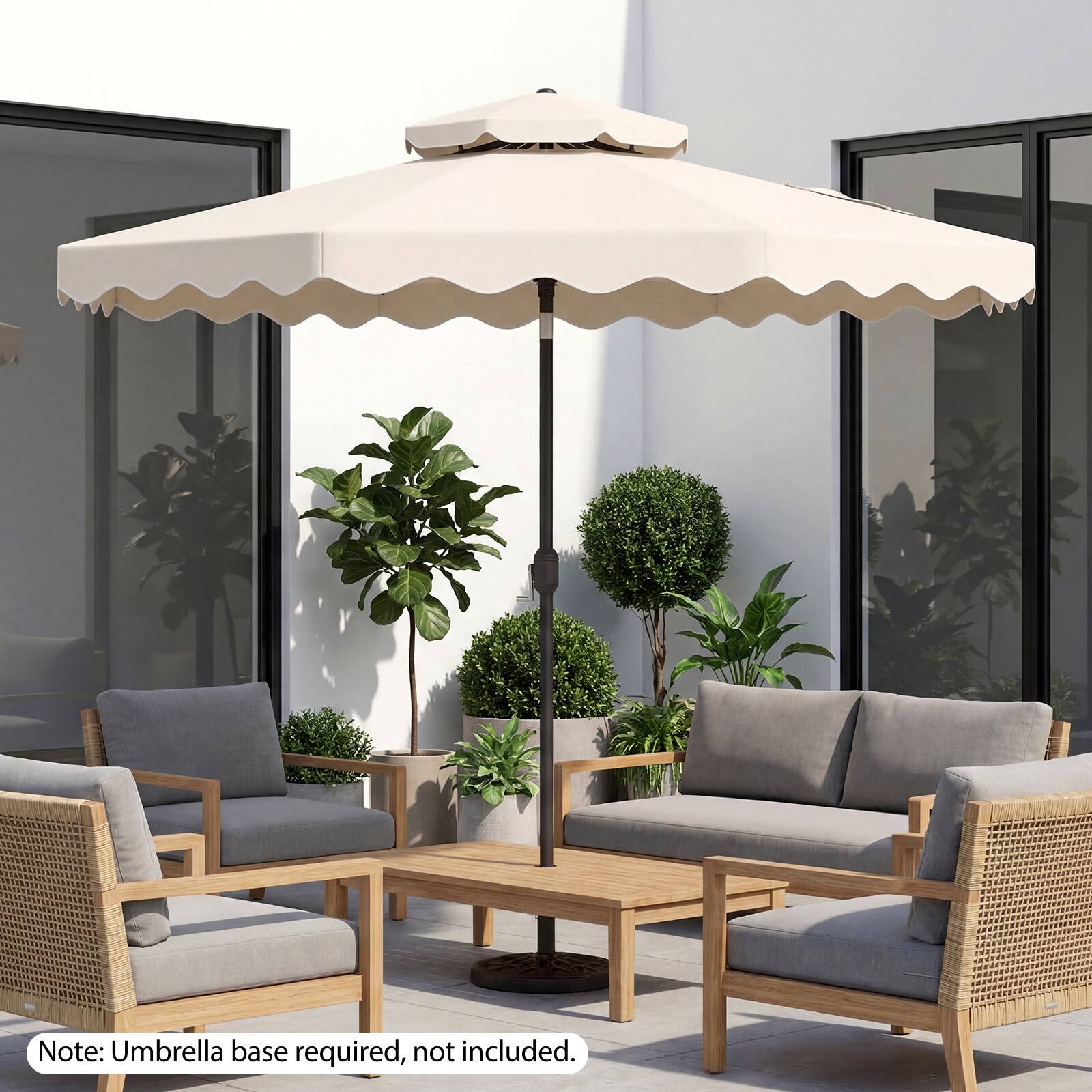 Note: Umbrella base required, not included.