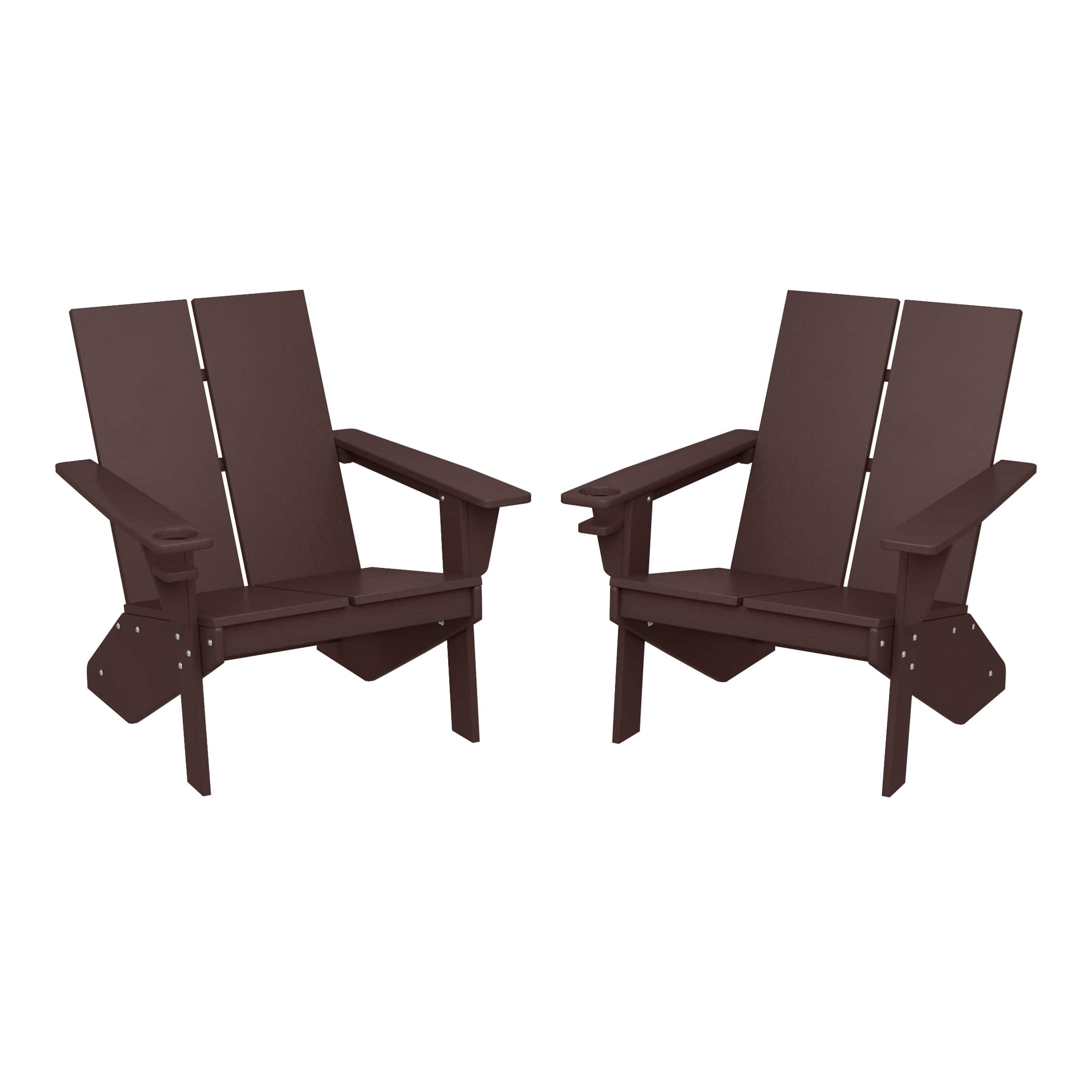 WestinTrends - Riviera Outdoor HDPE Modern Adirondack Chair with Cup Holder (Set of 2) - Dark Brown price history on PriceWatchPro