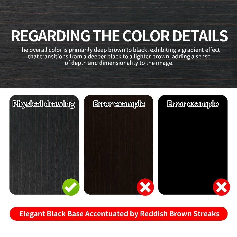 REGARDING THE COLOR DETAILS

The overall color is primarily deep brown to black, exhibiting a gradient effect that transitions from a deeper black to a lighter brown, adding a sense of depth and dimensionality to the image.

Physical drawing
Error example
Error example

Elegant Black Base Accentuated by Reddish Brown Streaks