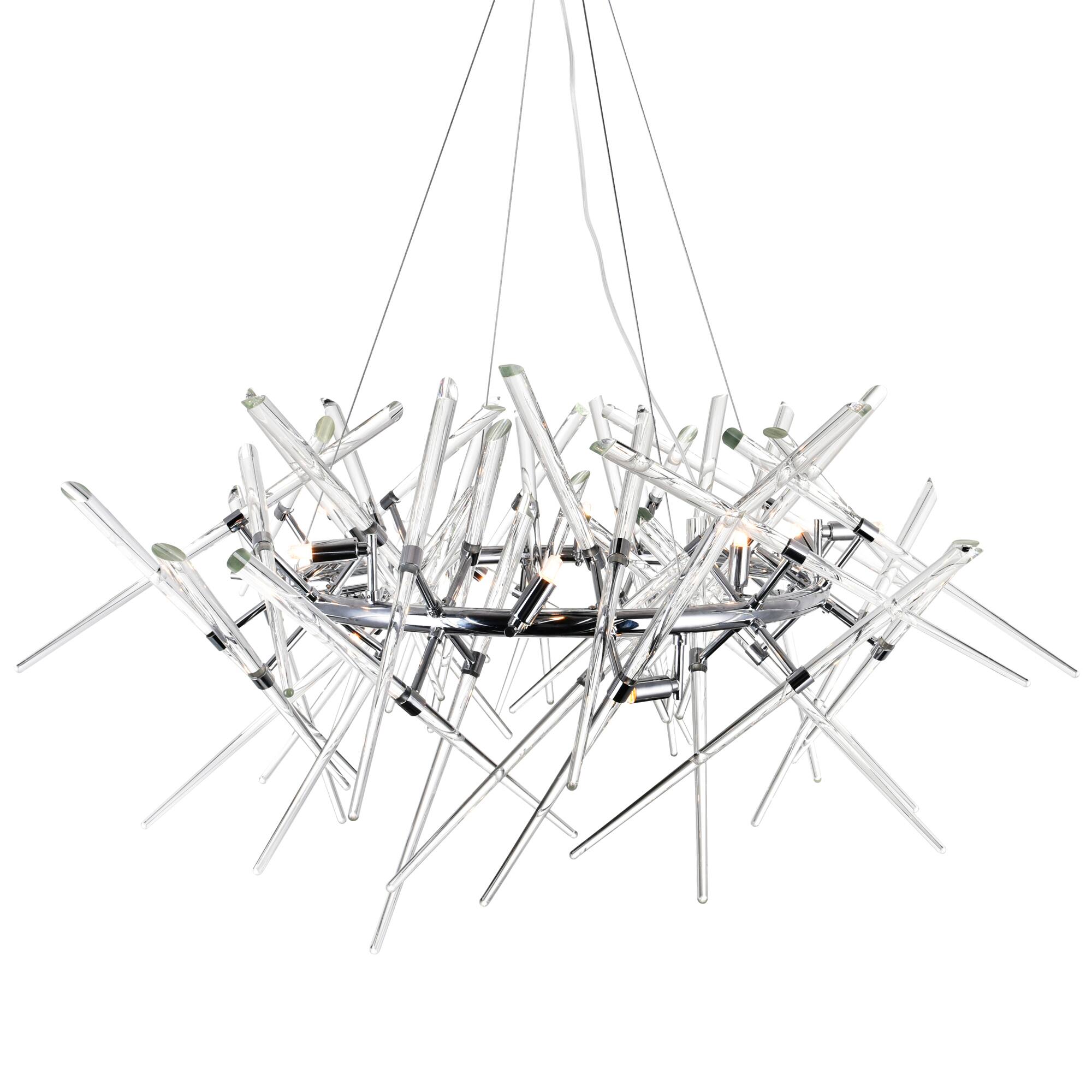 Back. CWI Lighting - Icicle 12 Light Chandelier With Chrome Finish - Chrome.