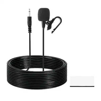 Front. Unique Bargains - Car Stereo Microphone 3.5mm Straight 2-Pole External Mic Replacement 9.8ft Cable for Car Radio GPS DVD - Black.