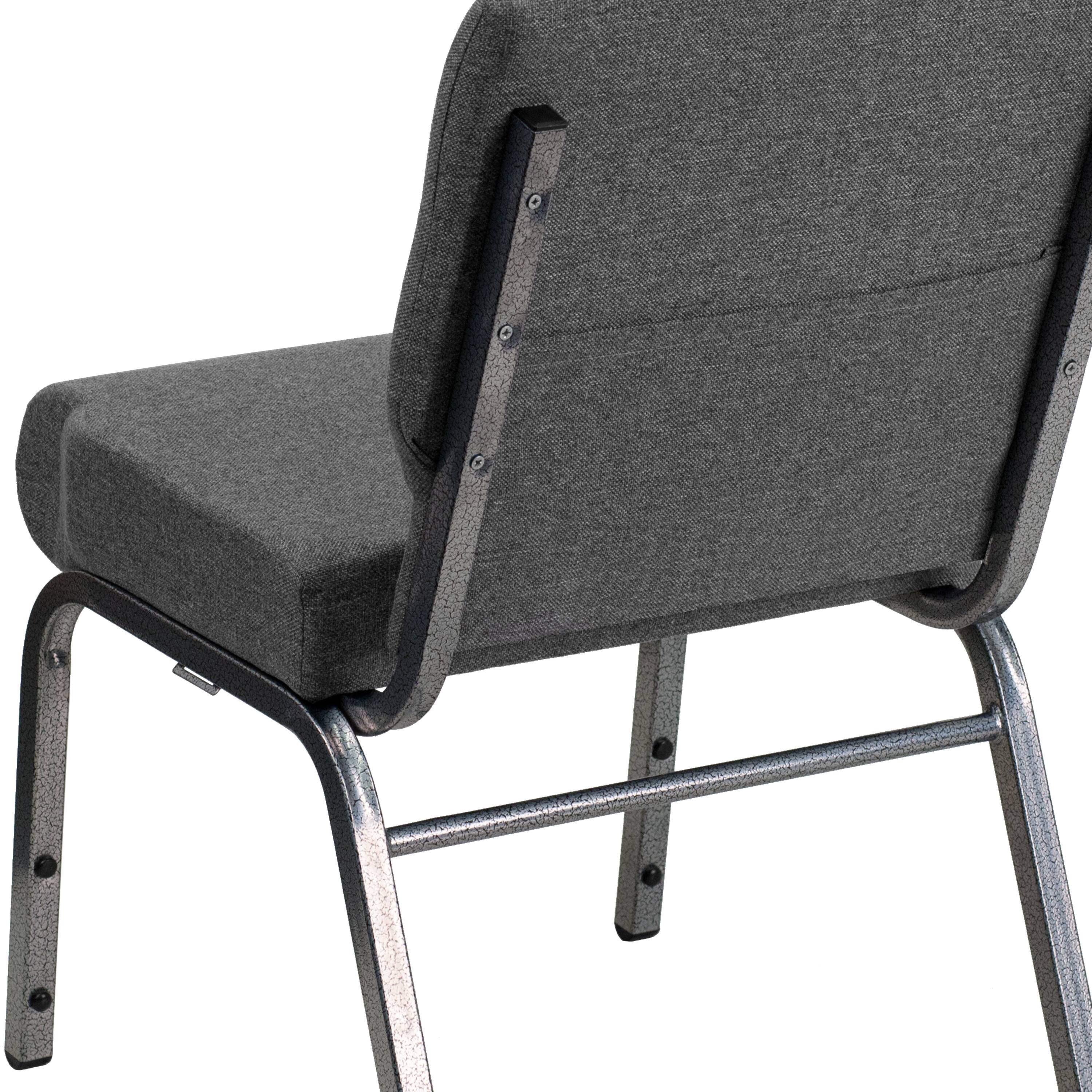 Alt View 15. Alamont Home - Hercules 21"W Stacking Church Chair in Gray Fabric - Silver Vein Frame - Gray Fabric/Silver Vein Frame.