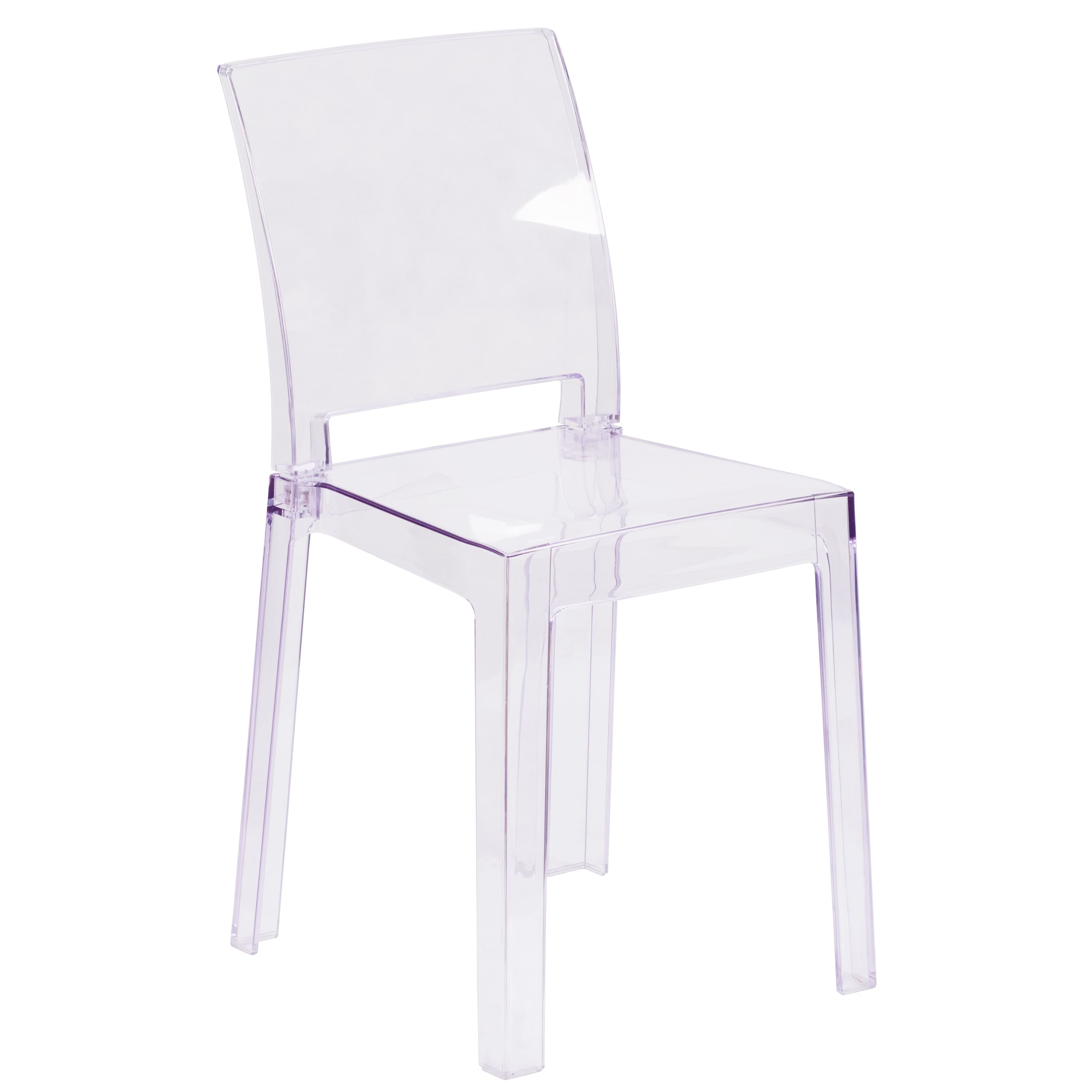Emma + Oliver - Ghost Chair with Square Back - Transparent Crystal