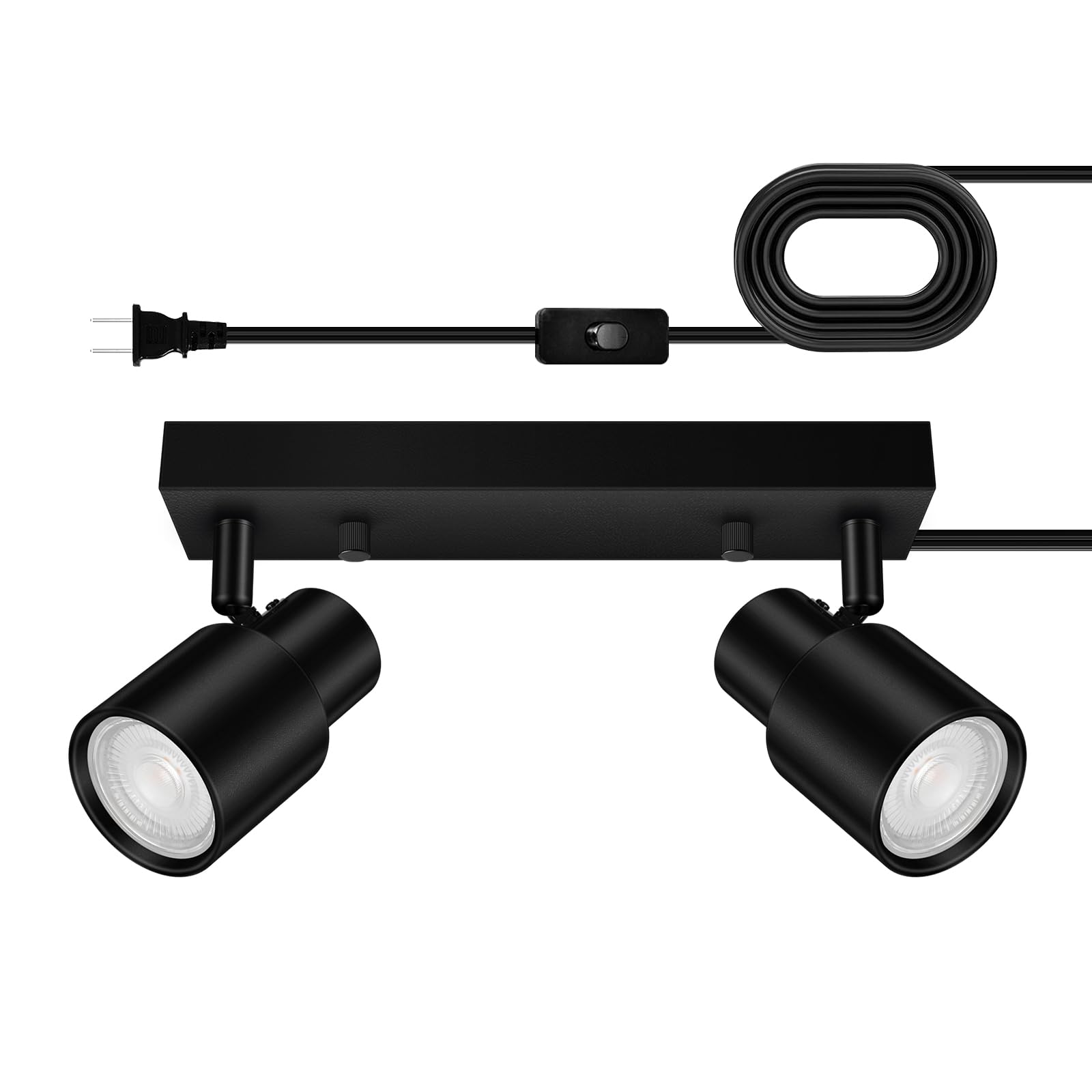 VEGA AUTOMOTIVE - Track Lighting Light Fixtures Ceiling Kit 15 7 3 Way Wall Lights For Kitchen With 14 Power Cord Rotatable - 2-Light Track Lighting(Black)