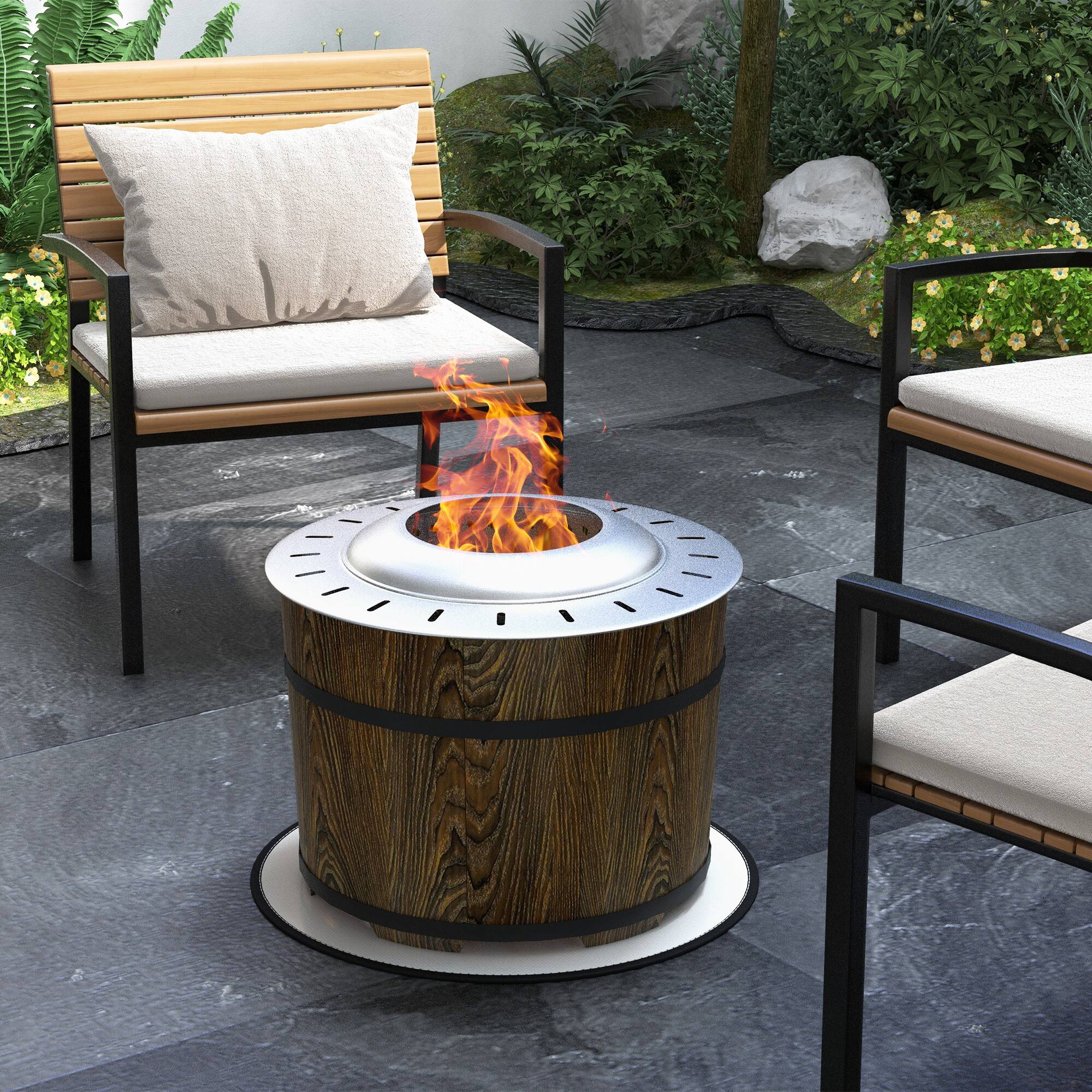 Alt View 1. Outsunny - Fire Pit, Portable Camping Bonfire Stove with Mat for Backyard, Patio, Picnic - Brown.