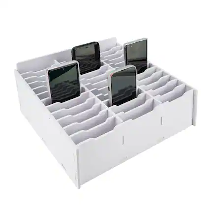 Front. PO3TICJUNKI3 - 36 Slots Cell Phone Storage Box For Classroom Calculator Holder Class Organizer White Universal Compatible - style-A-36-white.