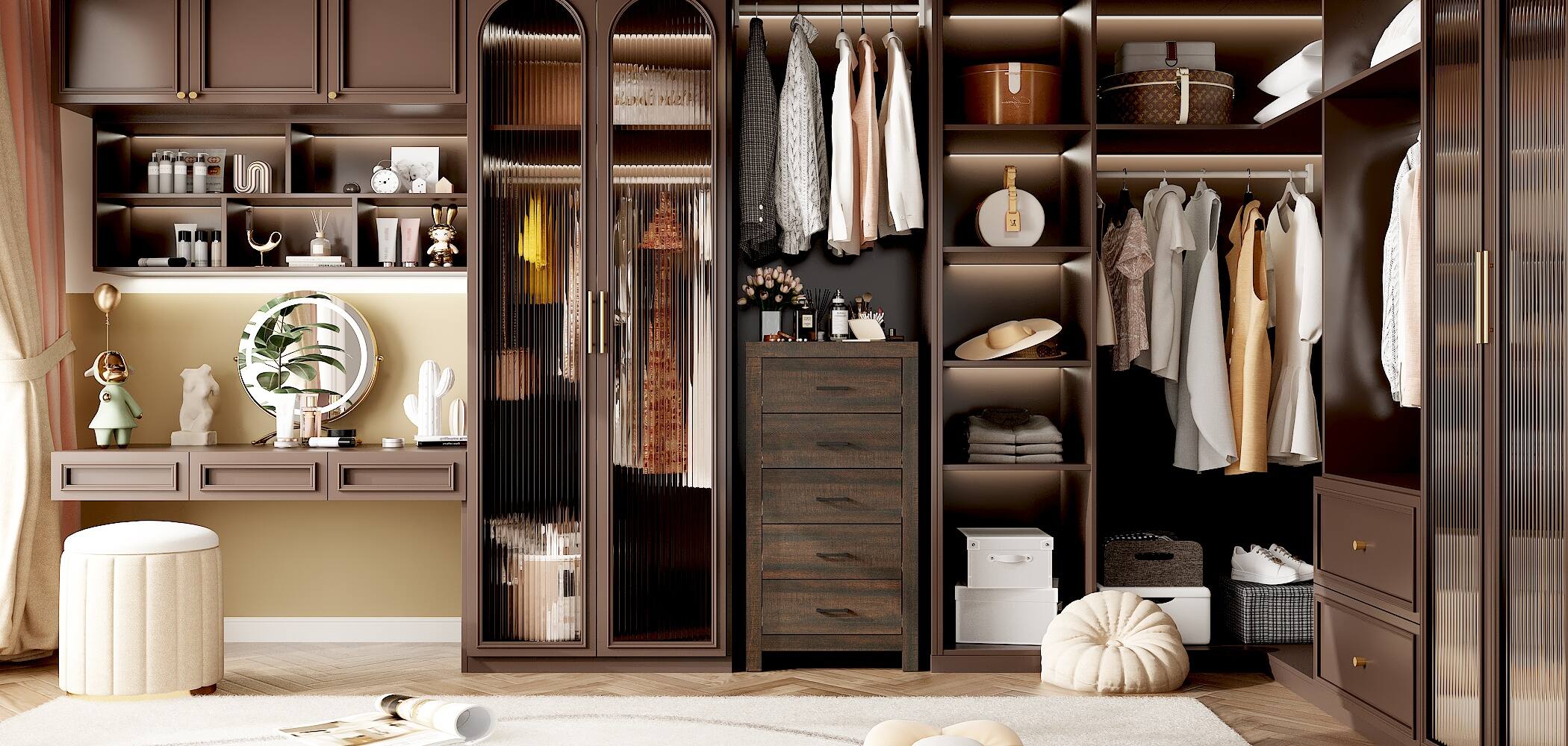 Alt View 6. FUFU & GAGA - FUFU&GAGA 5 - Drawer Vertical Dresser with Anti - Tip Feature – Rustic Wood Organizer for Closet & Bedroom - Brown.