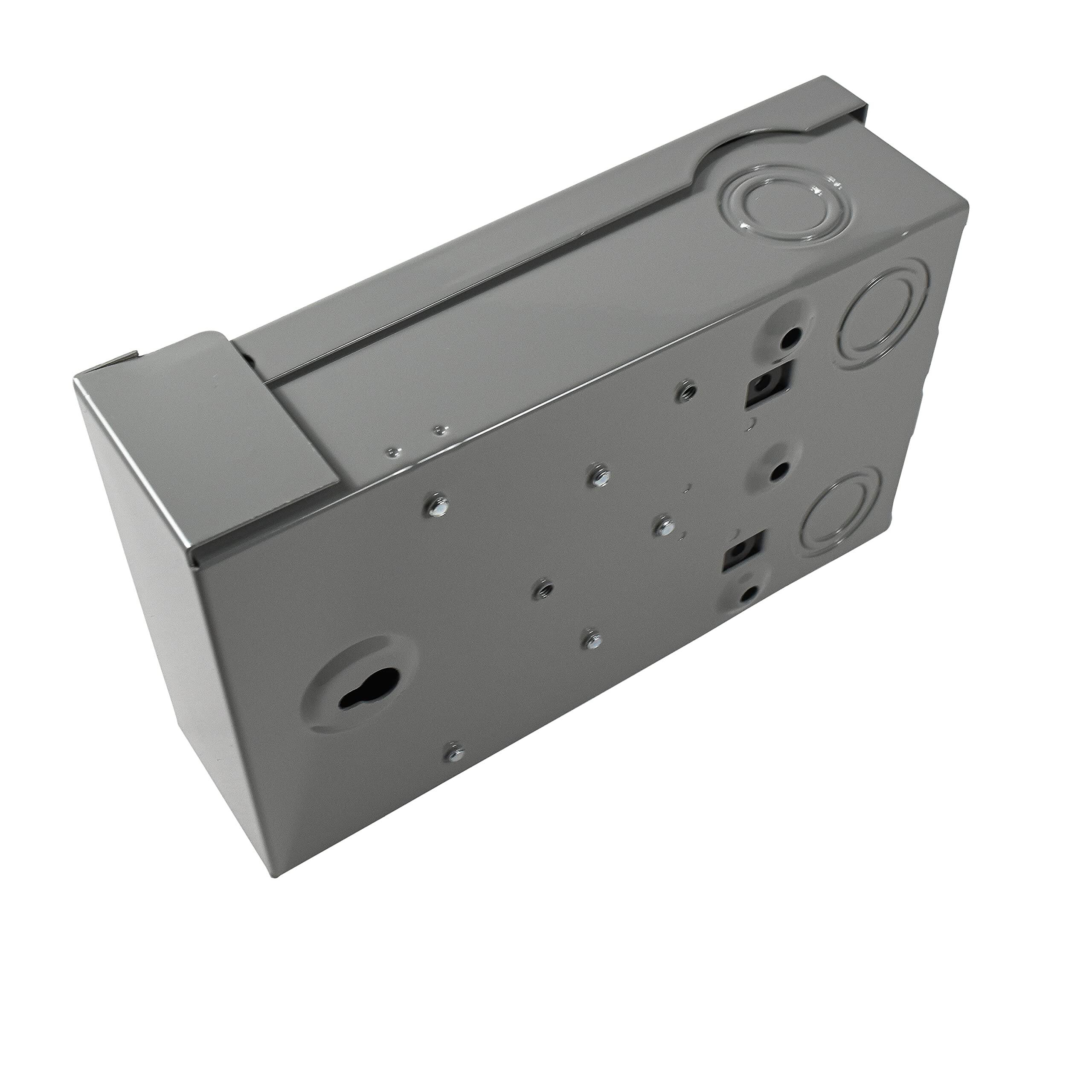 Angle. HQRP - Fused A/C Disconnect Switch Pullout 30 A 120-240 VAC Outdoor Type 3R UL Listed - grey.