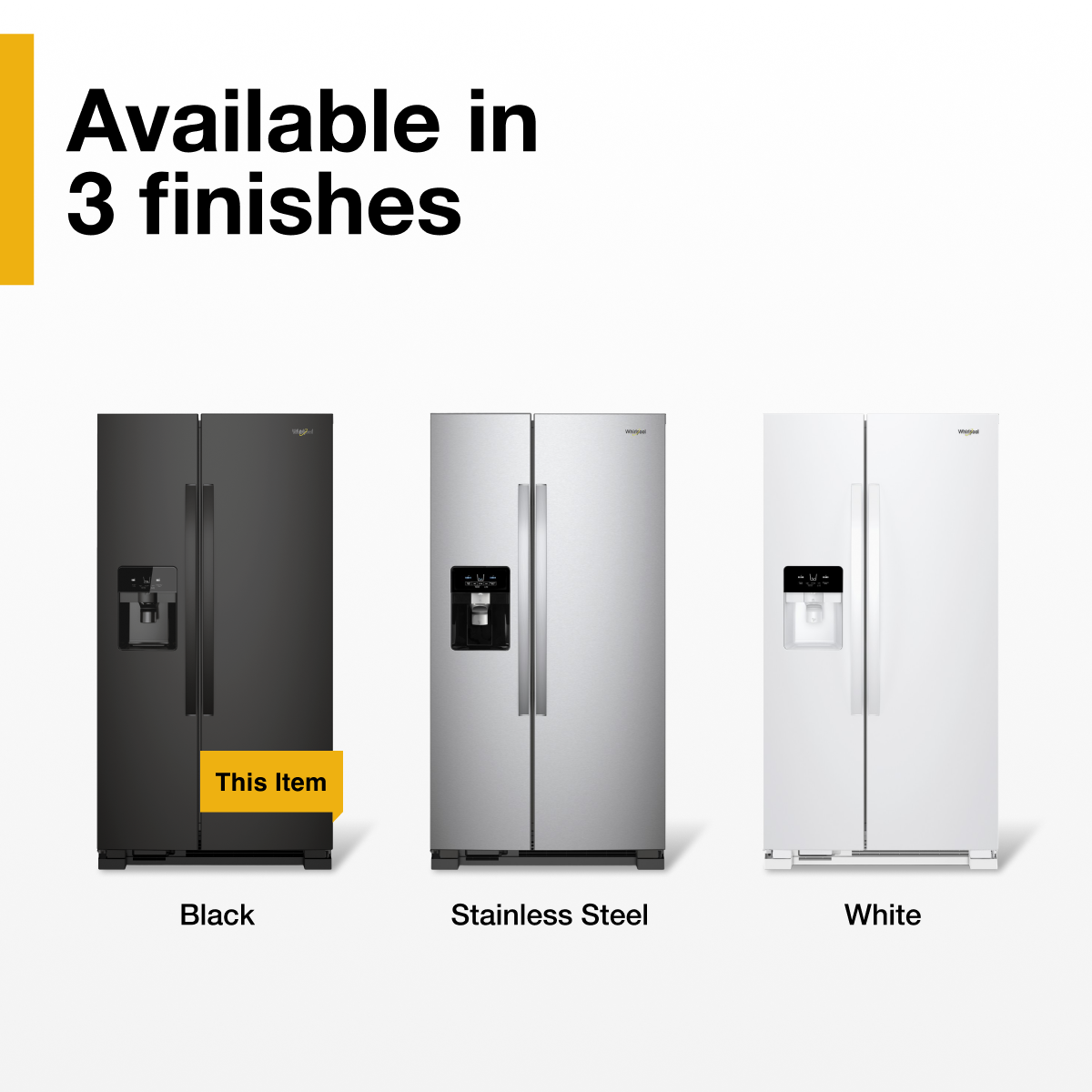 Available in 3 finishes

- Black
- Stainless Steel
- White

This Item