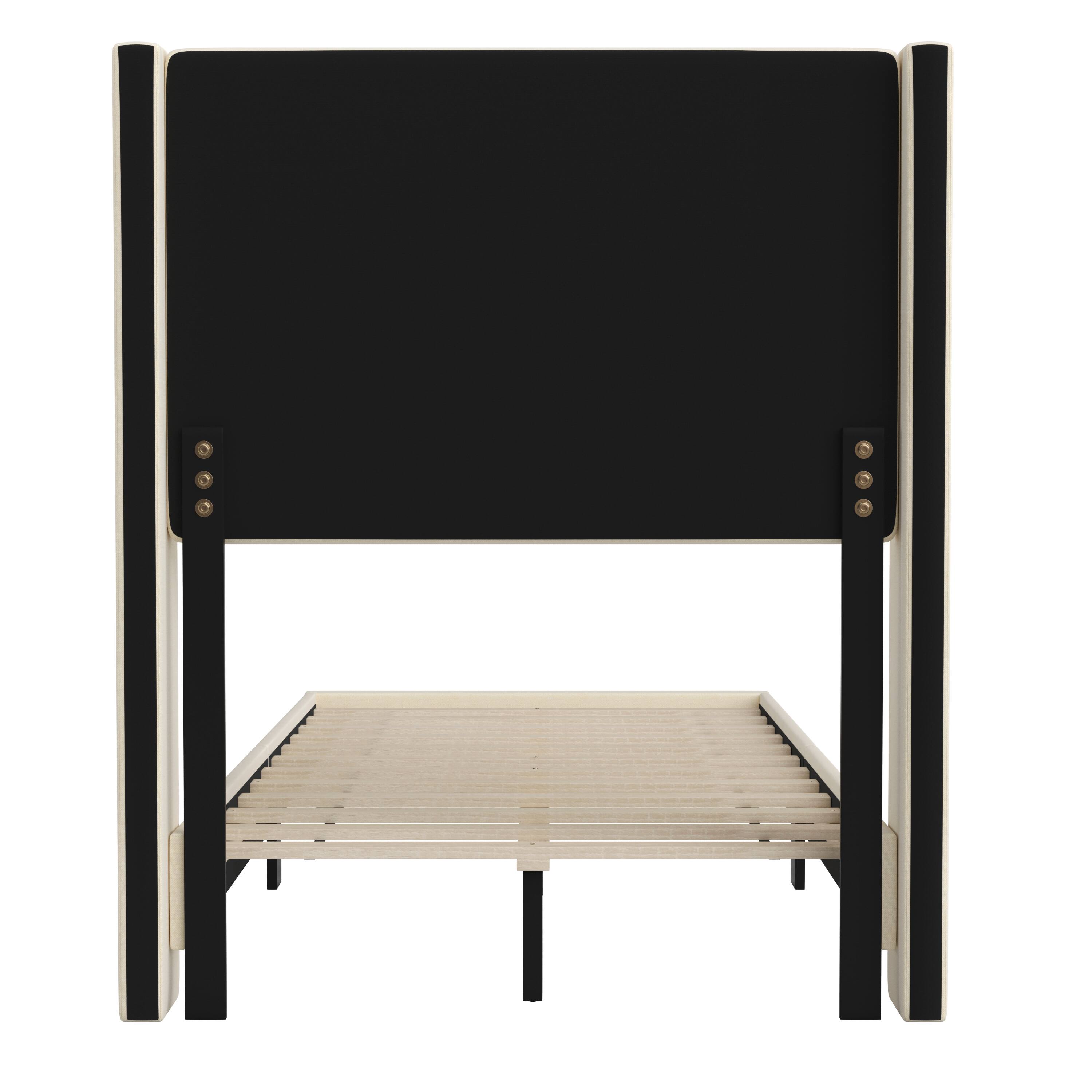 Alt View 7. Emma + Oliver - Upholstered Platform Bed with Wingback Headboard - Beige.