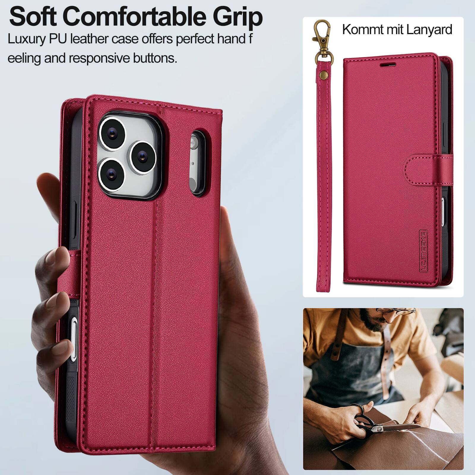 Soft Comfortable Grip Luxury PU leather case offers perfect hand feeling and responsive buttons.  
Kommt mit Lanyard  
[LC.MEEXA]