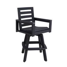 Mondawe - Outdoor 360° Swivel Bar Stool with Ladderback, HDPE Bar Chair - Black