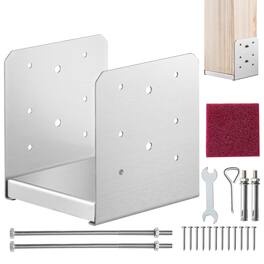 VEVOR - 6"x 6" Post Base, 1Pcs Stainless Steel Adjustable Post Anchor Bracket(Internal 5.9 x 5.5"), Adjustable Post Base - Silver