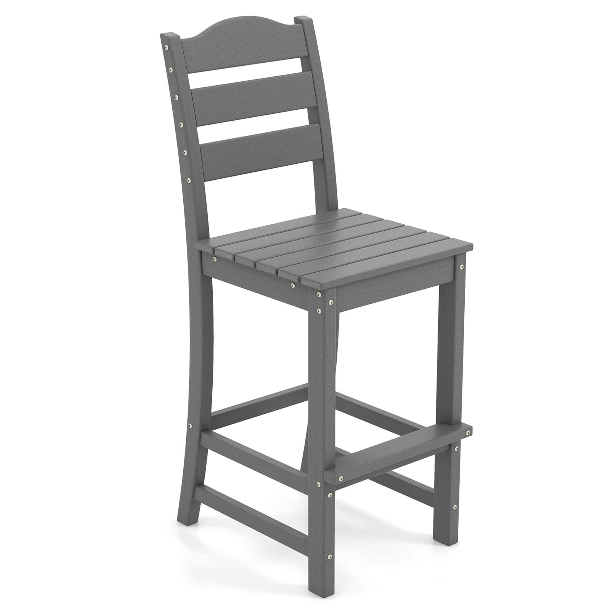 Costway - Outdoor HDPE Bar Stool Patio Tall Chair Backrest Footrest All Weather - Gray price history on PriceWatchPro