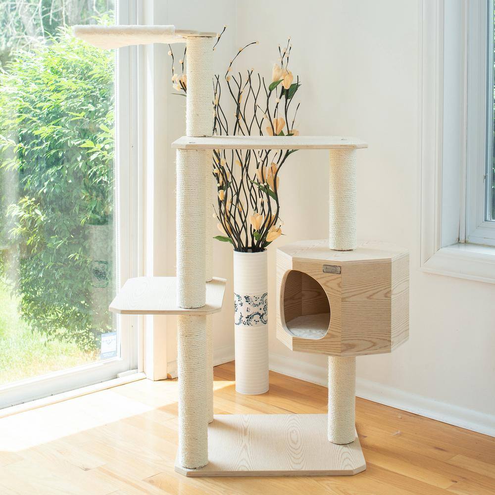 Alt View 1. Armarkat - Real Wood Premium Scots Pine 54Inch Cat Tree With Three Levels Perch Condo - Beige.