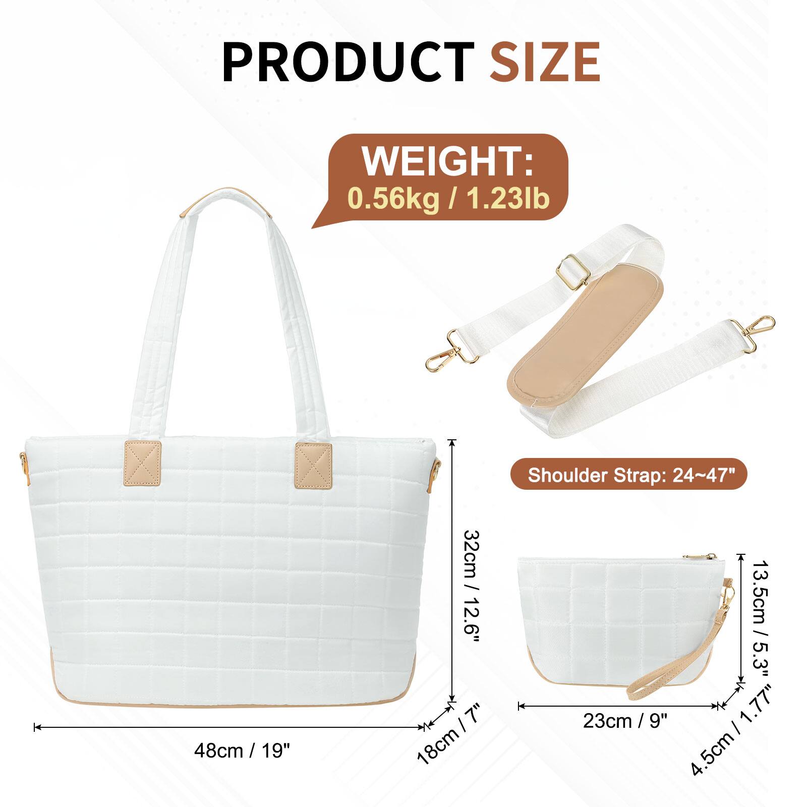 PRODUCT SIZE  
WEIGHT: 0.56kg / 1.23lb  
Shoulder Strap: 24~47"  

- 48cm / 19"  
- 32cm / 12.6"  
- 18cm / 7"  
- 23cm / 9"  
- 13.5cm / 5.3"  
- 4.5cm / 1.77"