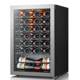 Ca'Lefort - Wine Refrigerator 46 Bottle Mini Wine Fridge 3 color LED Freestanding Wine Cellar with Glass Door - Black