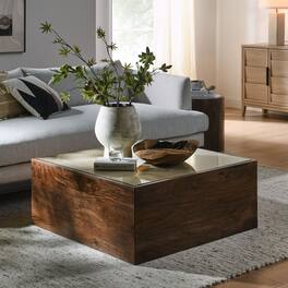 Truett Square Wood Rattan Coffee Table by Modway - Walnut