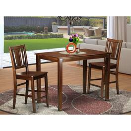 East West Furniture - 3 Pc counter height Dining set-pub Table and 2 bar stools - Mahogany