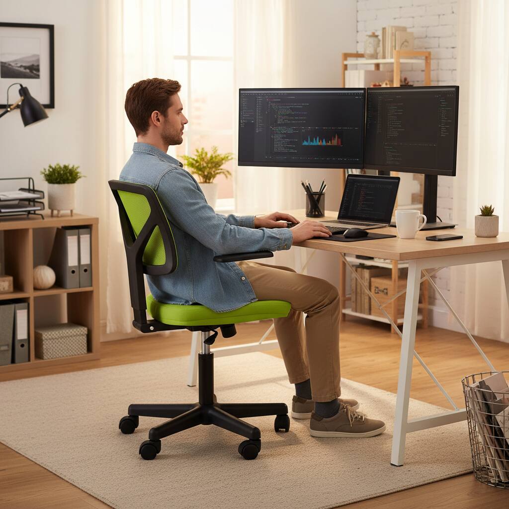 Alt View 5. AOITUN - Ergonomic Office Computer Desk Chair-GN-1 with Lumbar Support and Adjustable Armrests - Green.