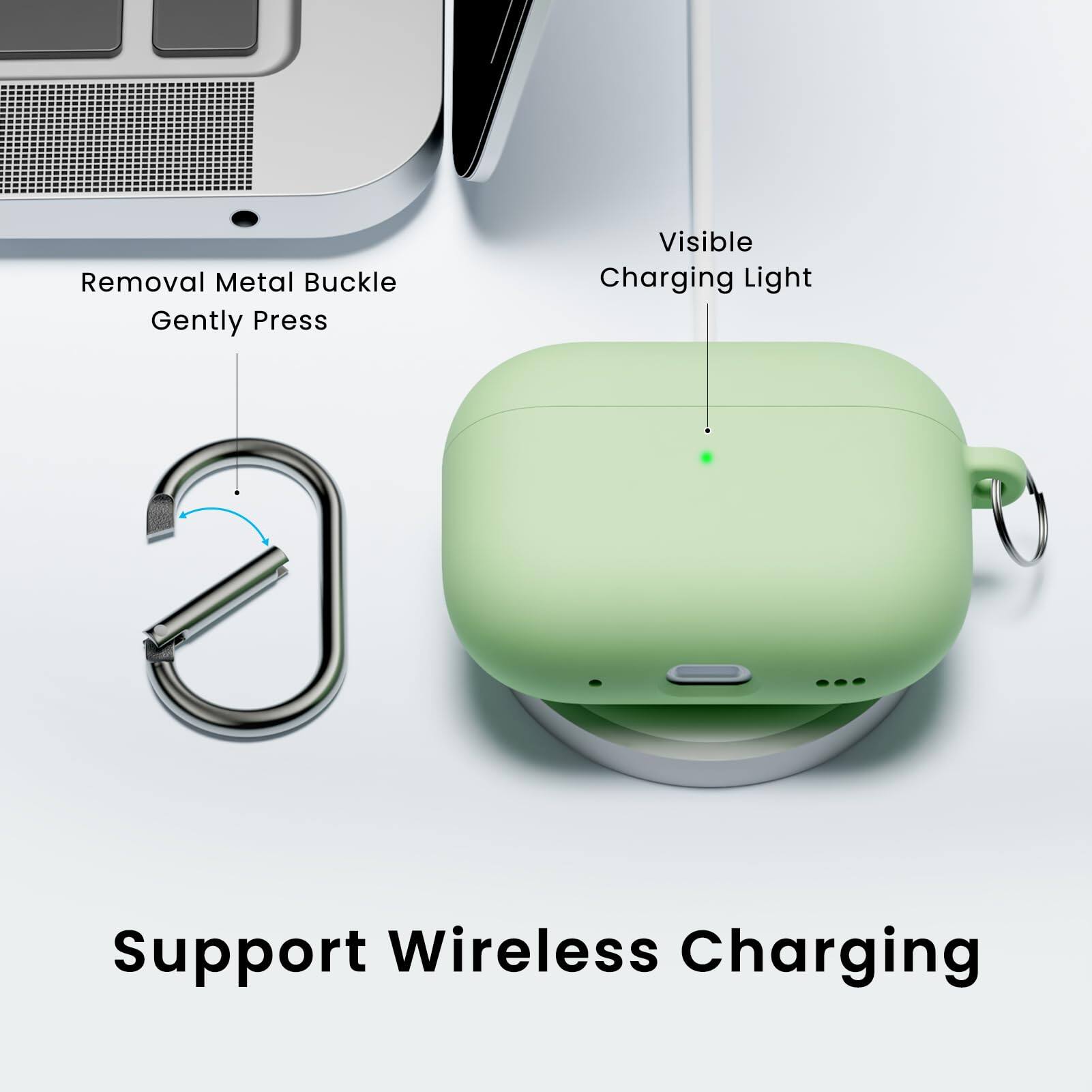 Support Wireless Charging, Removal Metal Buckle Gently Press, Visible Charging Light