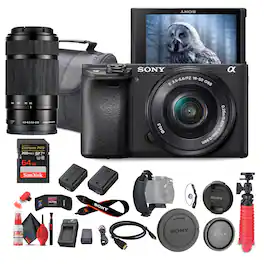 Sony - a6400 Mirrorless Camera w 16-50mm Lens Bundle + 55-210mm Telephoto Lens + Real-Time Eye AF