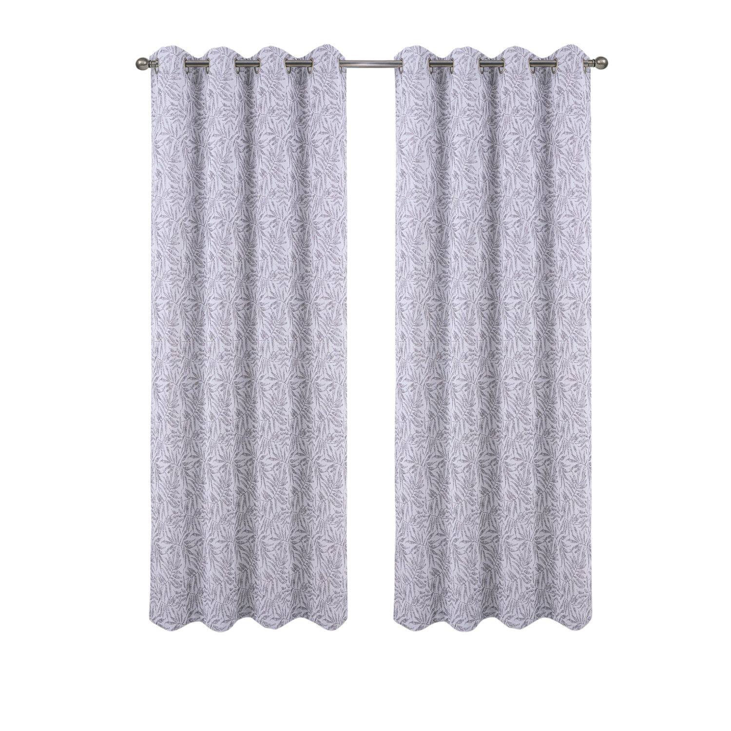 Front. RT Designers Collection - RT Designers Collection 100% Polyester 140 GSM Liana Jacquard Grommet Curtain Panel 54" x 84" Char - Charcoal.