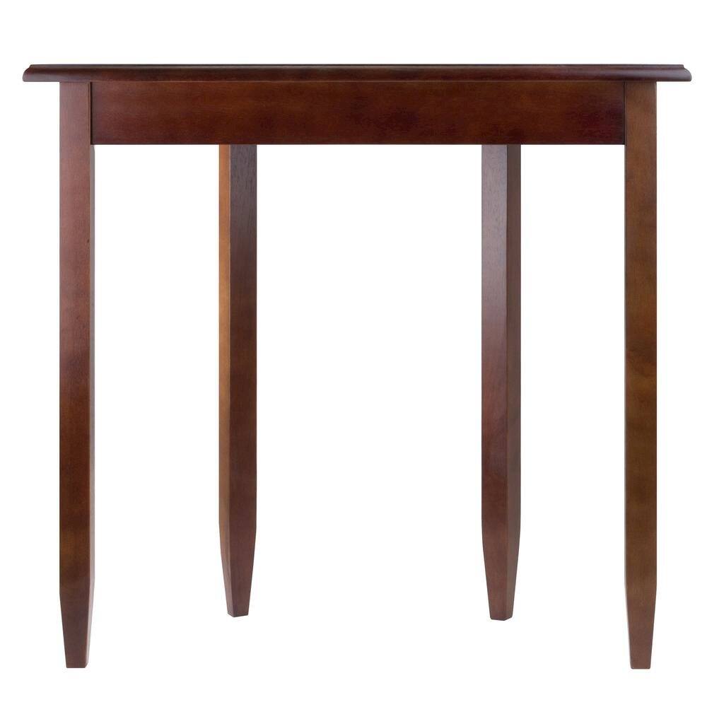 Angle. FurniFact - Solid Wood Half Moon Table in Antique Walnut Finish - Walnut.