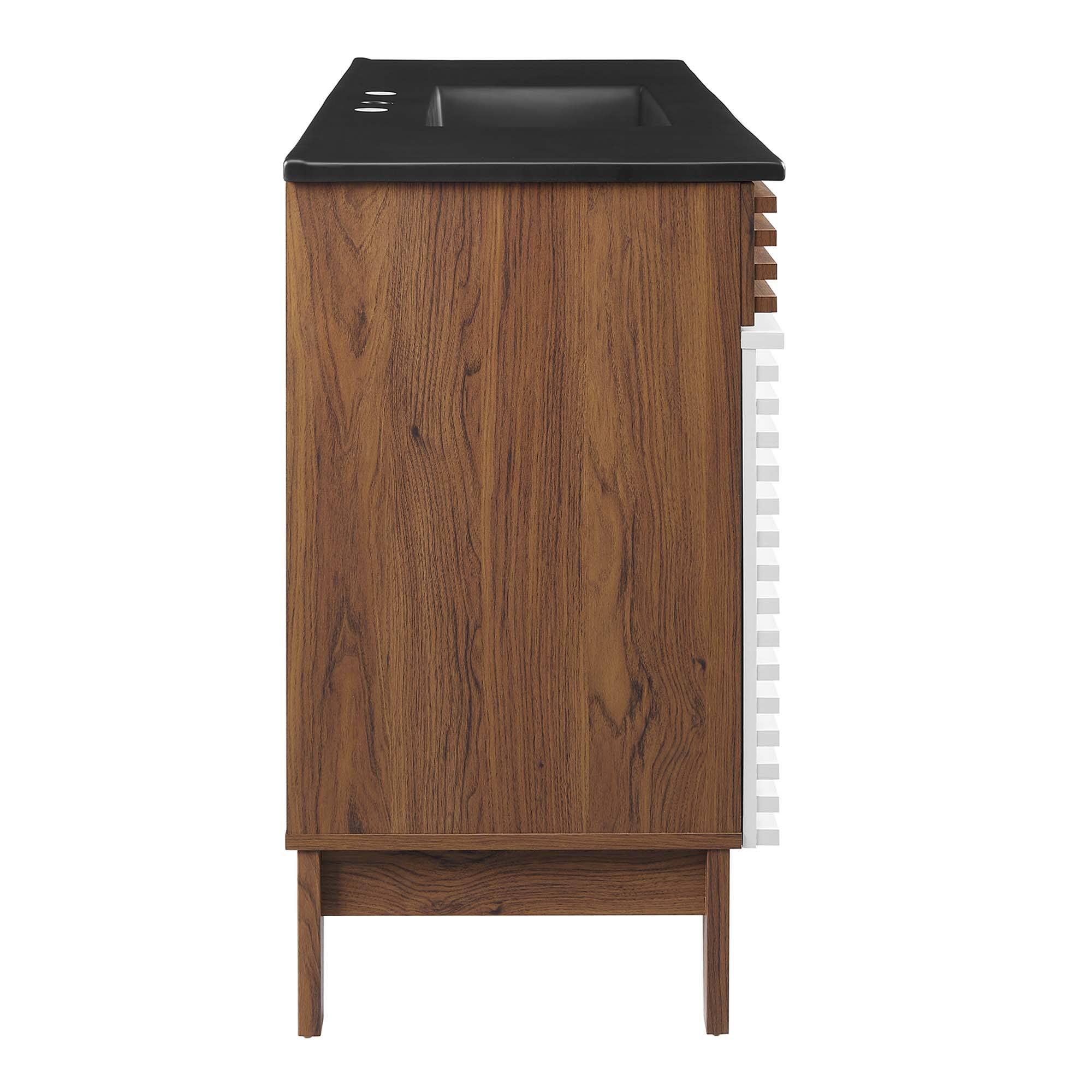 Alt View 1. Modway - Render 48" Bathroom  Vanity with Black Basin Included - White Walnut Black.
