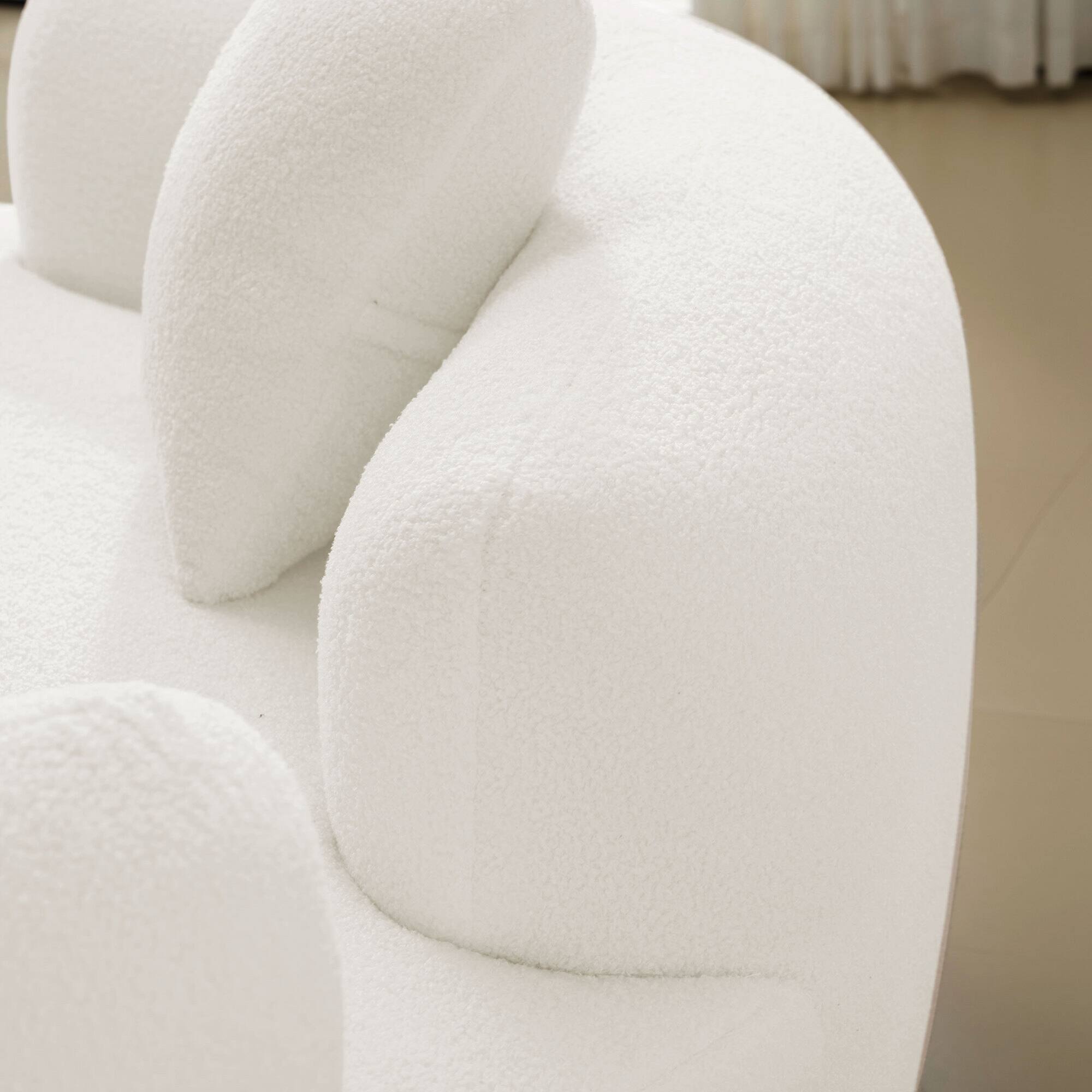 Alt View 5. GOODSILO - Modern Curved Loveseat Sofa with Teddy Velvet Fabric for Small Spaces and Apartments - White.