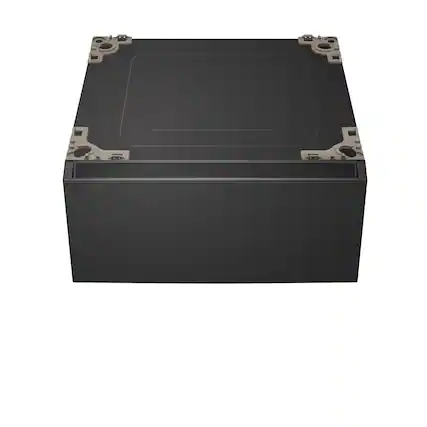 Front. LG - SIGNATURE 29" Laundry Pedestal with Storage Drawer - Brushed Black Steel.