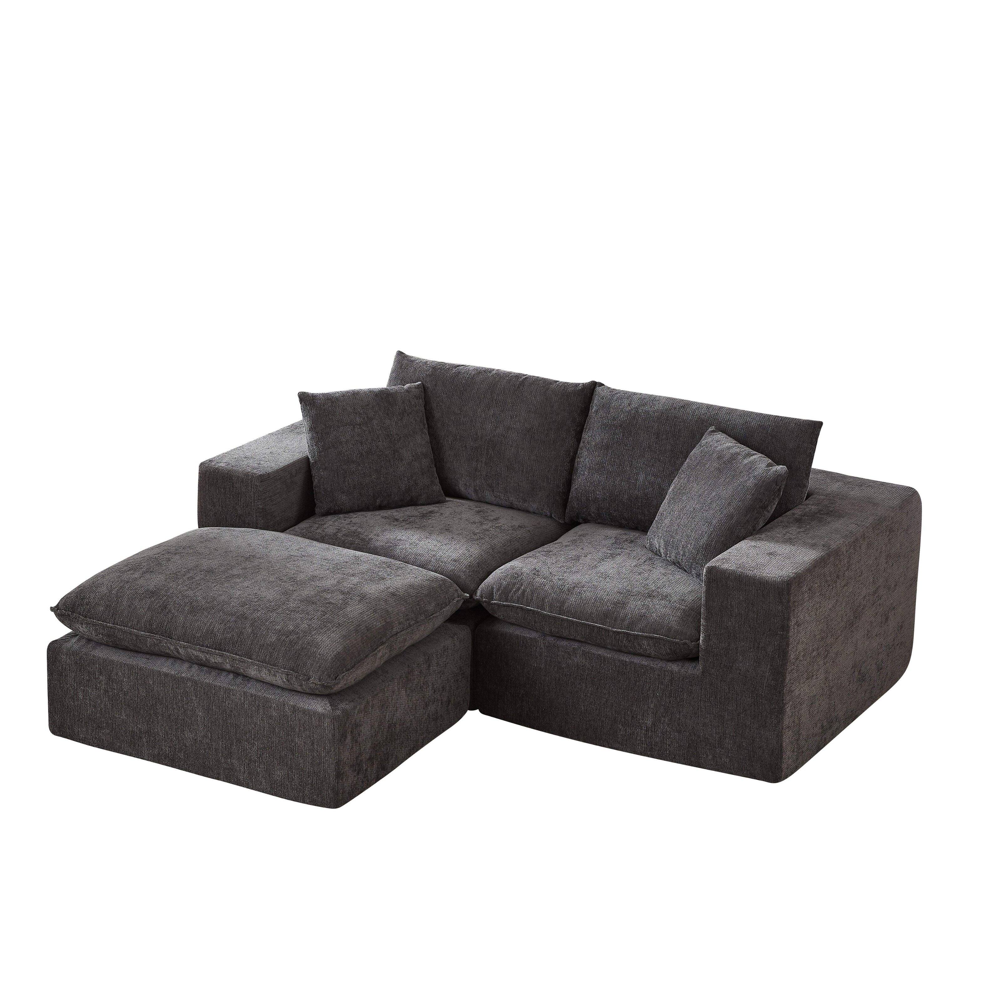 Front. Roomtec - Modern Chenille cloud sofa freely combinable comfortable to sit on suitable for modern living room furniture in homes - Dark Gray.