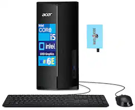 Acer - Aspire Desktop (Intel i5-14400, 16GB DDR5, 512GB PCIe SSD, Intel UHD, Win 11 Pro) w/USB Hub - Black