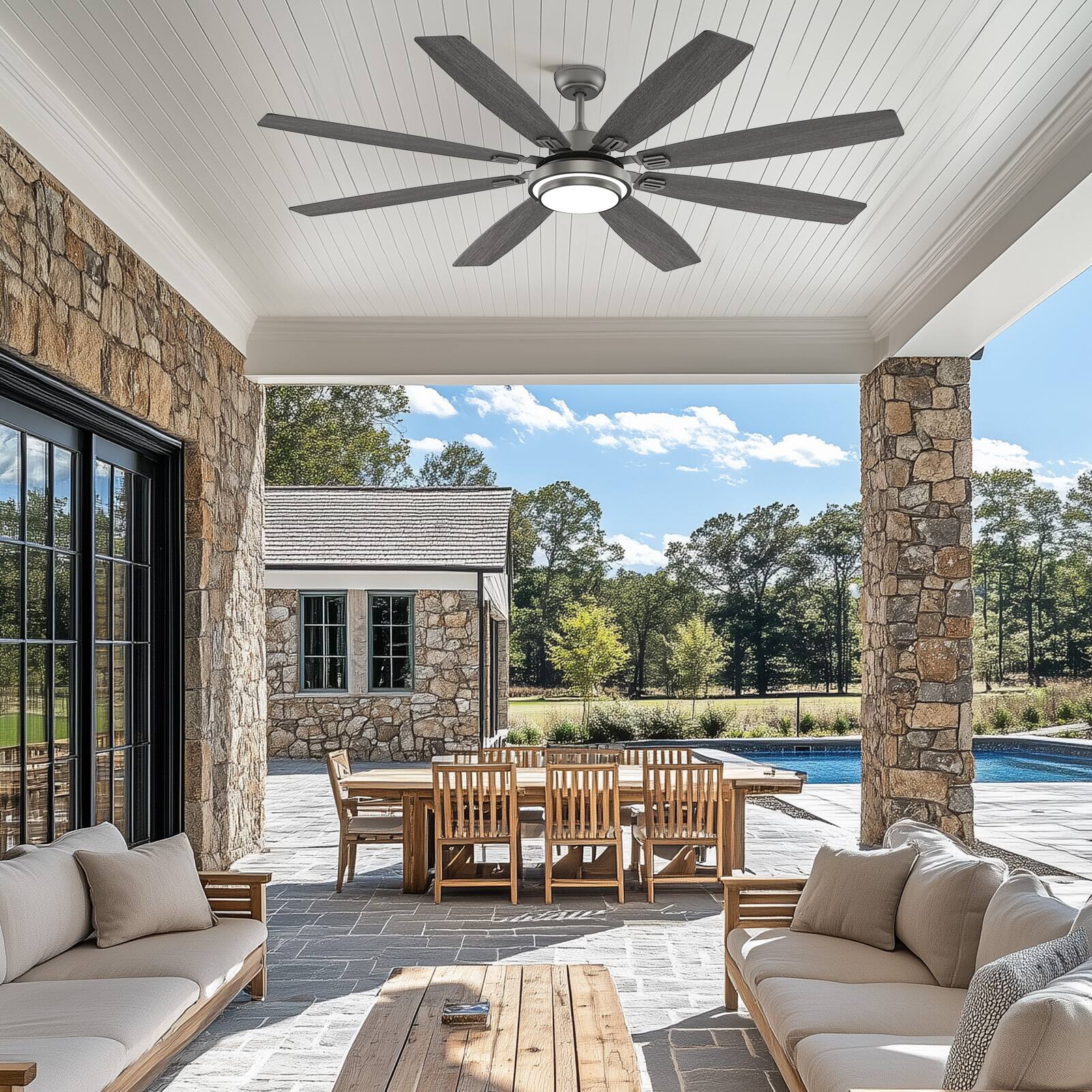 Alt View 5. Siljoy - 72-in Gray Ceiling Fan with Gray or Oak Color Blades Ceiling Fan With Light-Remote Included - Gray.