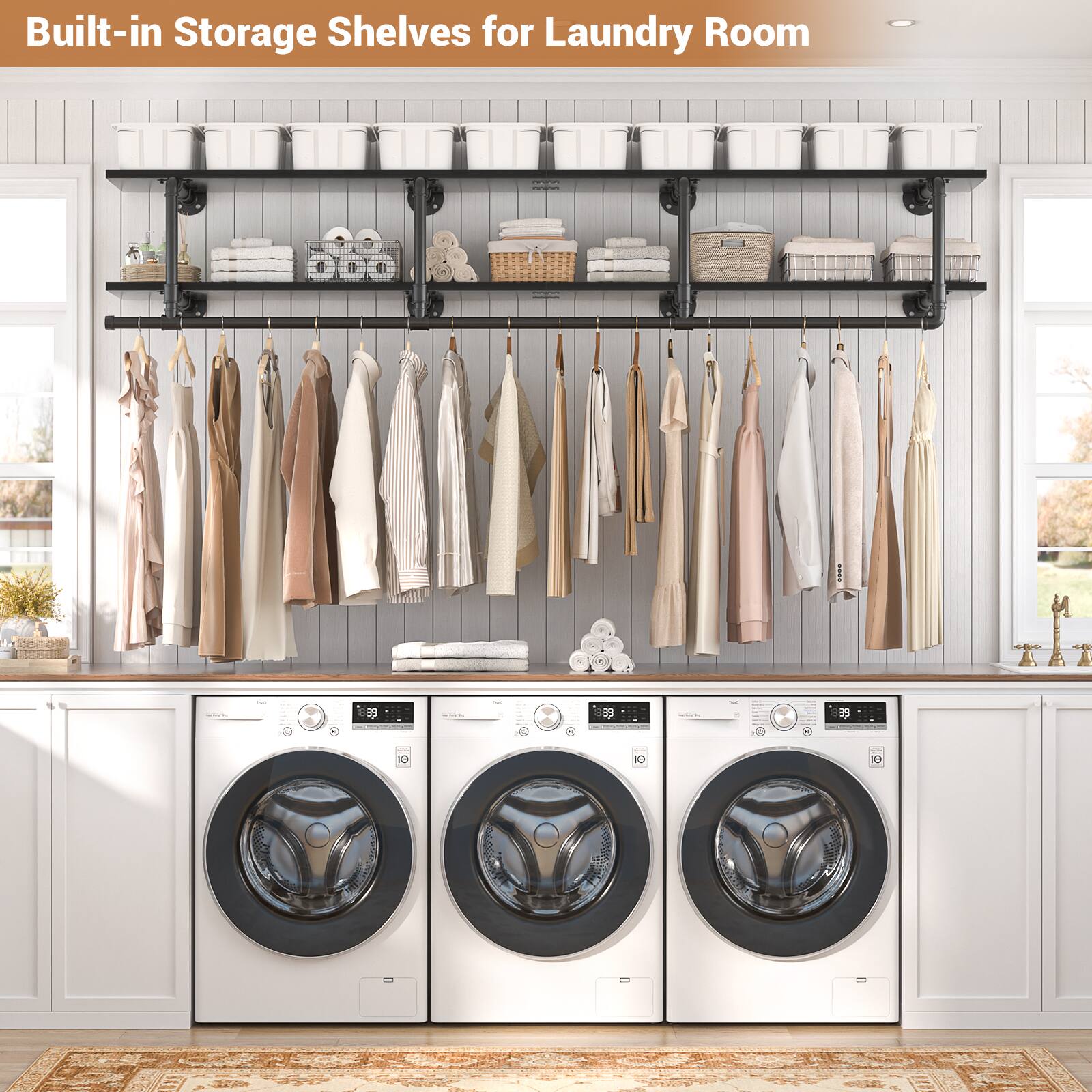 Built-in Storage Shelves for Laundry Room