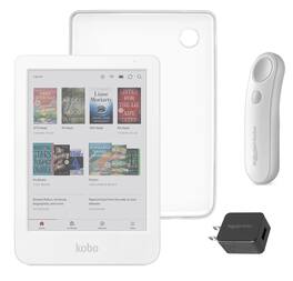 Kobo - Clara Colour (White) eReader with White Remote & AC Bundle - 2025 - Clear Case