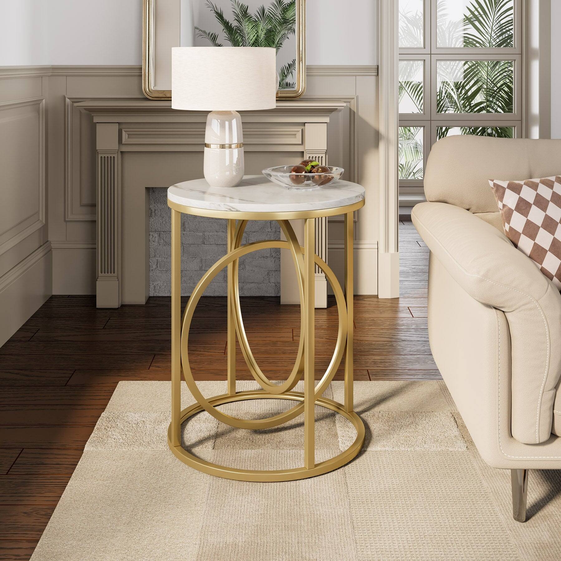 Tribesigns Modern End Table with Metal Frame and Space Saving Design ...