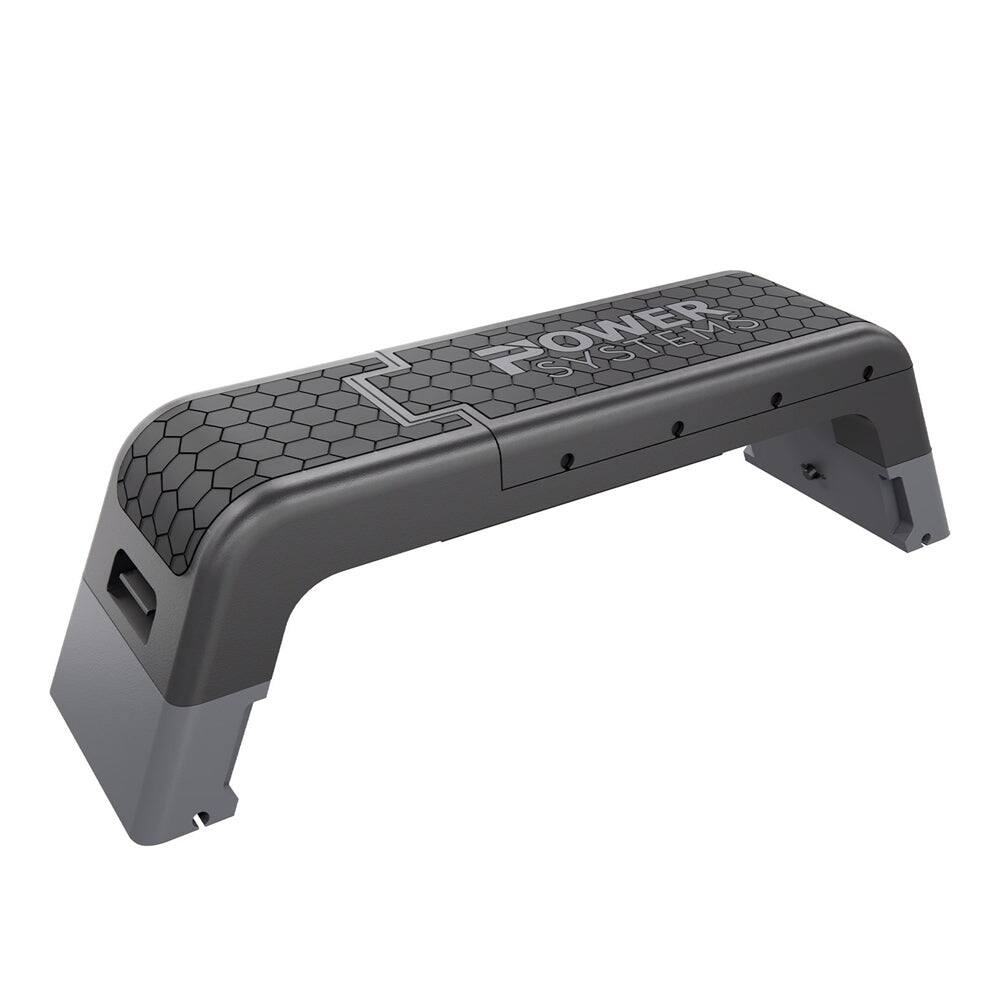 Alt View 4. Power Systems - Aerobic Deck, Adjustable Fitness Deck Bench w/Adjustable Deck & Resistance Band Clips - Black/Grey.