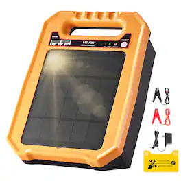 VEVOR - Solar Fence Charger, 0.3J 8 kV Solar Powered Fence Charger, 1.86 Miles Range - Orange