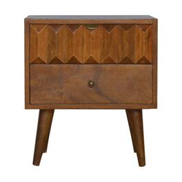 Artisan Furniture - Solid Wood Prism Nightstand, 1 Drawer, Dark Brown - Chestnut
